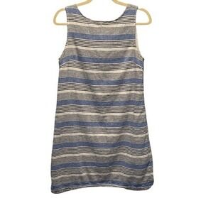 Beachlunchlounge Blue White Striped Linen Shift Dress S‎